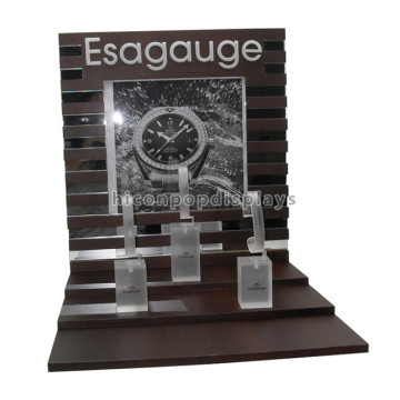 Economical Luxury Products Retail Store Custom Brown Solid Wooden Digital Watch Display Counter